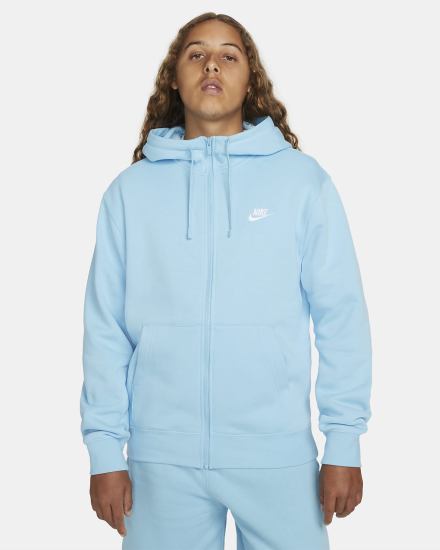 Nike Sportswear Club Fleece Full-Zip Muške Majica S Kapuljačom Plave Bijele | HR-48619DGZK