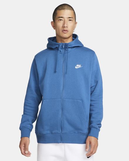 Nike Sportswear Club Fleece Full-Zip Muške Majica S Kapuljačom Tamno Plave Bijele | HR-90435HYFS