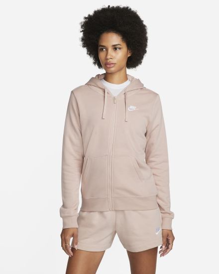 Nike Sportswear Club Fleece Full-Zip Ženske Majica S Kapuljačom Roze Bijele | HR-65482GRXP