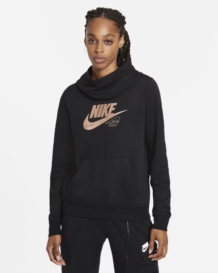 Nike Sportswear Club Fleece Funnel-Neck Glitter Ženske Majica S Kapuljačom Crne | HR-81925JIFK