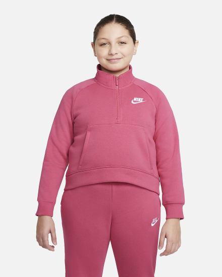 Nike Sportswear Club Fleece Kids 1/2-Zip (Extended Size) Za Djevojčice Pulover Roze Bijele | HR-48016QYTO