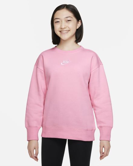 Nike Sportswear Club Fleece Kids Crew (Extended Size) Za Djevojčice Dukserice Roze Bijele | HR-40156XPWZ