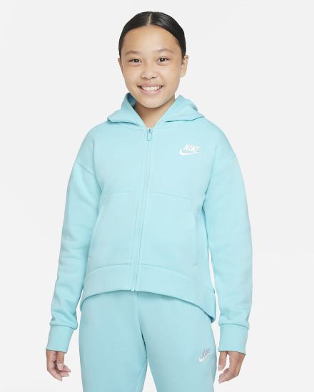 Nike Sportswear Club Fleece Kids Full-Zip Za Djevojčice Majica S Kapuljačom Bijele | HR-07246DVGN