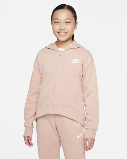 Nike Sportswear Club Fleece Kids Full-Zip Za Djevojčice Majica S Kapuljačom Roze Bijele | HR-38274WBFT