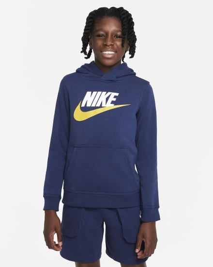 Nike Sportswear Club Fleece Kids Za Djevojčice Majica S Kapuljačom Tamnoplave Bijele | HR-81643RKLD