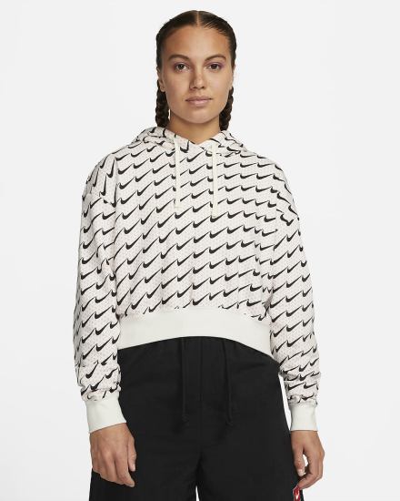 Nike Sportswear Club Fleece Monogram (Plus Size) Ženske Majica S Kapuljačom Bijele Crne | HR-12837DWJG