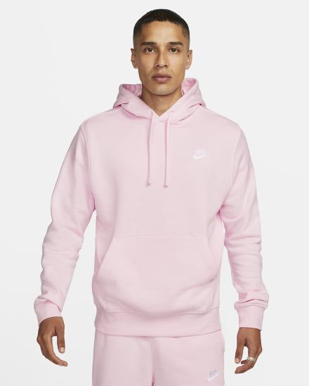 Nike Sportswear Club Fleece Muške Majica S Kapuljačom Roze Bijele | HR-25098ZBQY