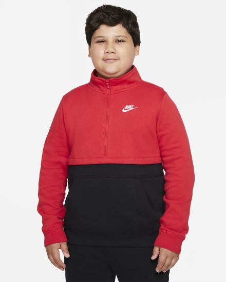 Nike Sportswear Club Kids 1/2-Zip Top Za Dječake Pulover Crvene Bijele | HR-51860CLEX