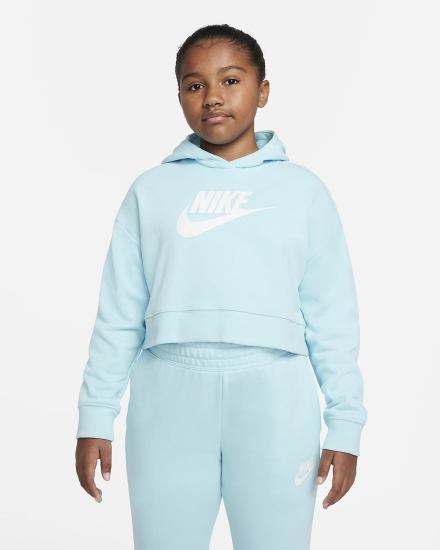 Nike Sportswear Club Kids French Terry Cropped (Extended Size) Za Djevojčice Majica S Kapuljačom Bijele | HR-35802TWIN