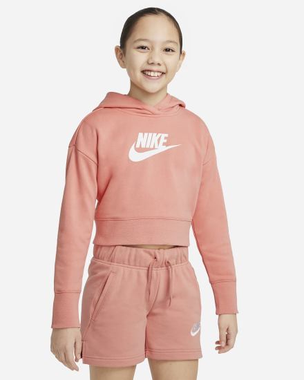 Nike Sportswear Club Kids French Terry Cropped (Extended Size) Za Djevojčice Majica S Kapuljačom Bijele | HR-64157PSNA