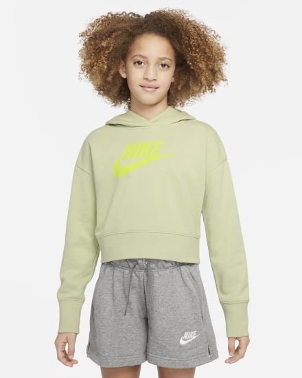 Nike Sportswear Club Kids French Terry Cropped (Extended Size) Za Djevojčice Majica S Kapuljačom Maslinasto Zelene Zelene | HR-64750THXC