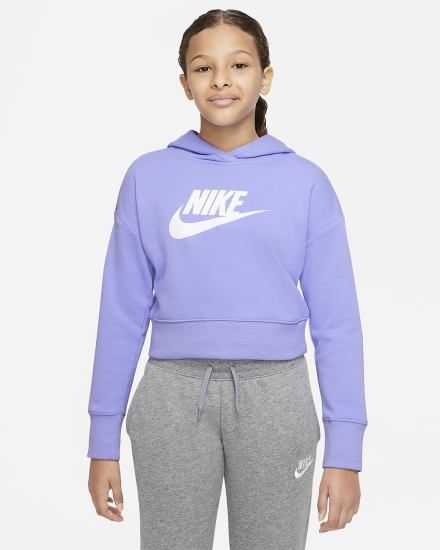 Nike Sportswear Club Kids French Terry Cropped (Extended Size) Za Djevojčice Majica S Kapuljačom Bijele | HR-87453HYUO