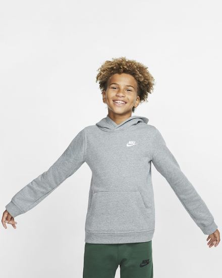 Nike Sportswear Club Kids Za Dječake Majica S Kapuljačom Tamno Sive Bijele | HR-04389BPVT