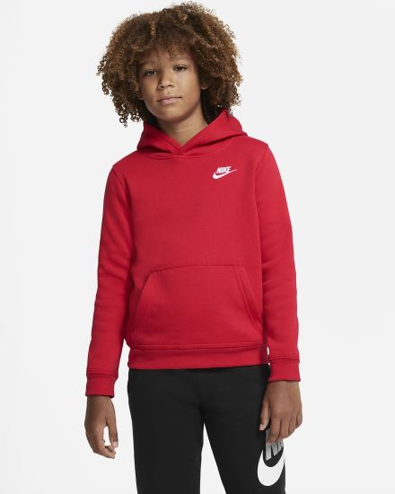 Nike Sportswear Club Kids Za Dječake Majica S Kapuljačom Crvene Bijele | HR-56210QYZF