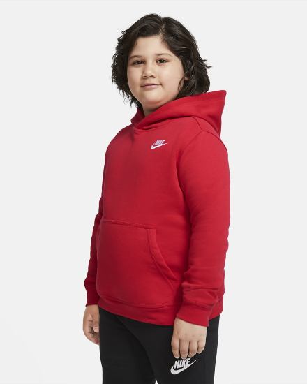 Nike Sportswear Club Kids Za Dječake Majica S Kapuljačom Crvene Bijele | HR-64927WHIV