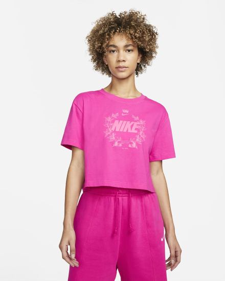 Nike Sportswear Cropped Printed Ženske Majice Roze | HR-58129YQVJ