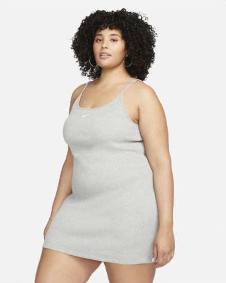 Nike Sportswear Essential Rebrasti (Plus Size) Ženske Haljine Tamno Sive Bijele | HR-35678ANZD