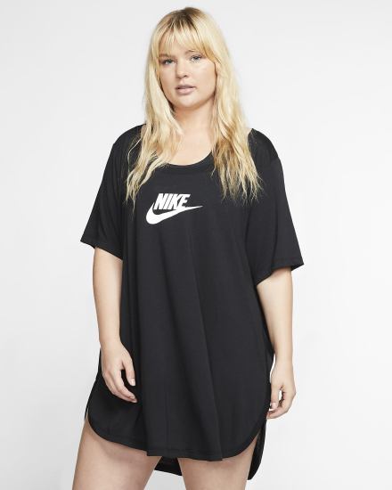 Nike Sportswear Essential Tunic (Plus Size) Ženske Majice Crne Bijele | HR-21806PNKV