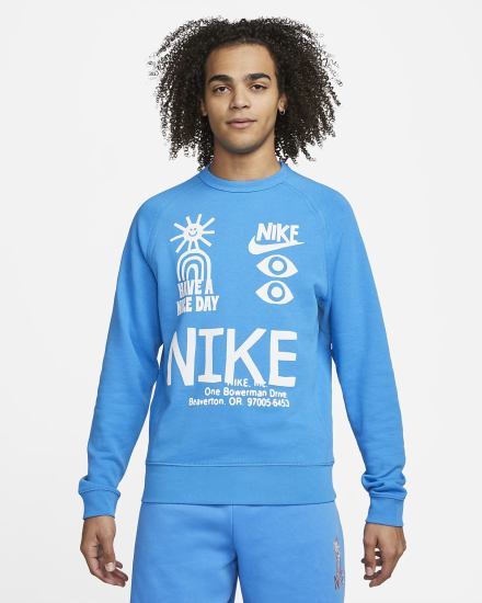 Nike Sportswear French Terry Crew Muške Dukserice Svijetlo Plave | HR-57326AEPC