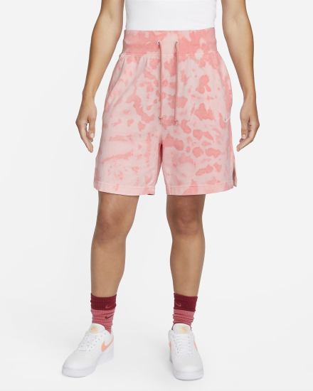 Nike Sportswear High-Waisted Cloud-Dye Ženske Kratke Hlače Svijetlo Crvene Bijele | HR-85672SRTF