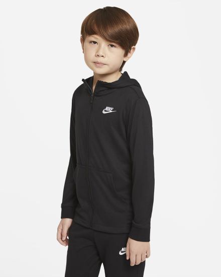 Nike Sportswear Kids Full-Zip (Extended Size) Za Dječake Majica S Kapuljačom Crne Bijele | HR-85730JTIU