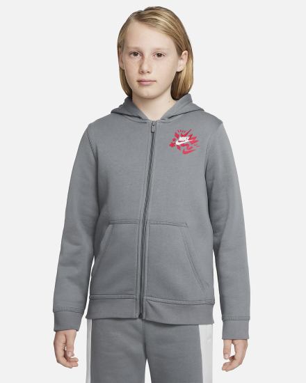 Nike Sportswear Kids Full-Zip Za Dječake Majica S Kapuljačom Sive Crvene | HR-60587HKJN