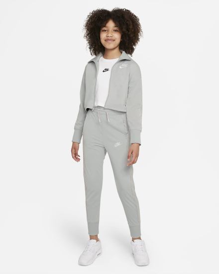 Nike Sportswear Kids High-Waisted Tracksuit Za Djevojčice Trenirke Svijetlo Sive Roze Bijele | HR-70129EOBV