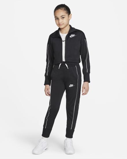 Nike Sportswear Kids High-Waisted Tracksuit Za Djevojčice Trenirke Crne Bijele | HR-72639DQZS