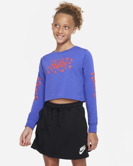 Nike Sportswear Kids Long-Sleeve Cropped Za Djevojčice Majice Plave | HR-67901FZRI