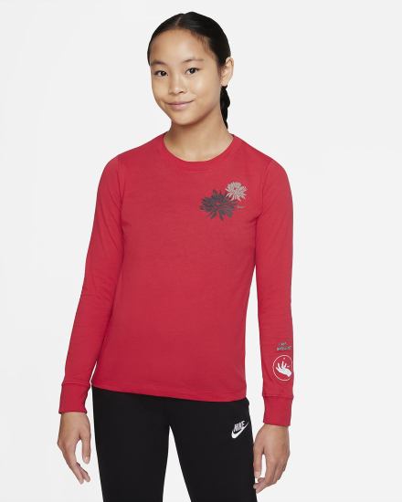 Nike Sportswear Kids Long Sleeve Za Djevojčice Majice Crvene | HR-32987GZQO