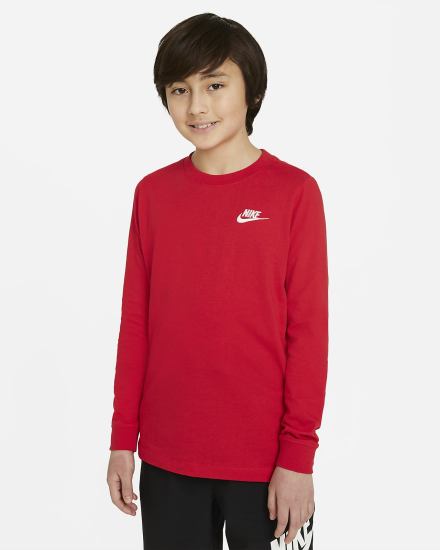 Nike Sportswear Kids Long-Sleeve Za Dječake Majice Crvene Bijele | HR-59420RKXJ