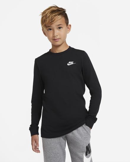 Nike Sportswear Kids Long-Sleeve Za Dječake Majice Crne Bijele | HR-76985KPNW