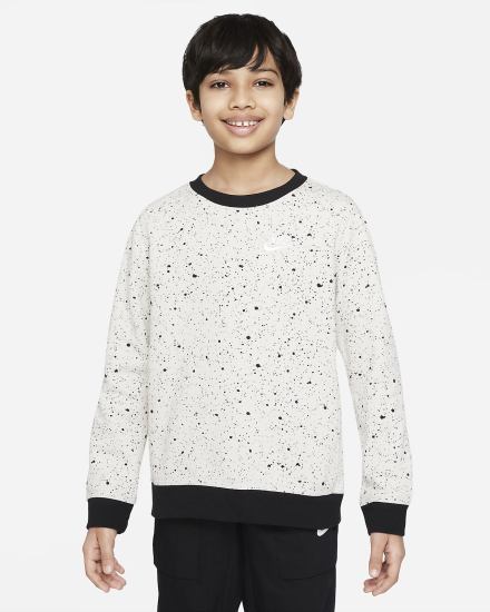 Nike Sportswear Kids Seasonal Printed Top Za Dječake Dukserice Svijetlo Bež Crne Bijele | HR-04732IJPD