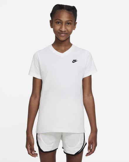 Nike Sportswear Kids V-Neck Za Djevojčice Majice Bijele | HR-15870QAIK