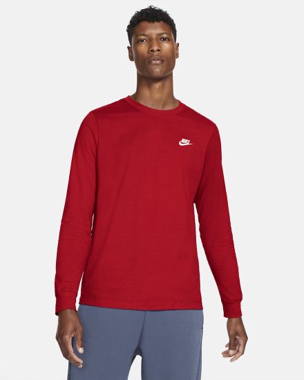 Nike Sportswear Long-Sleeve Muške Majice Crvene Bijele | HR-74081FBDA