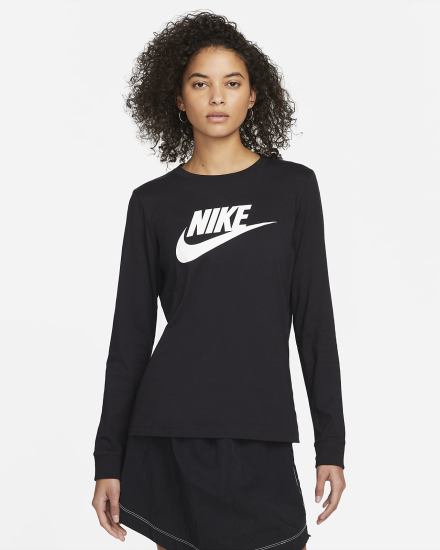 Nike Sportswear Long-Sleeve Ženske Majice Crne Bijele | HR-61357MSNF