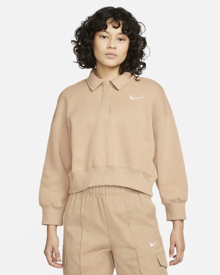 Nike Sportswear Phoenix Fleece 3/4-Sleeve Crop Ženske Dukserice Bež | HR-12879VZJG