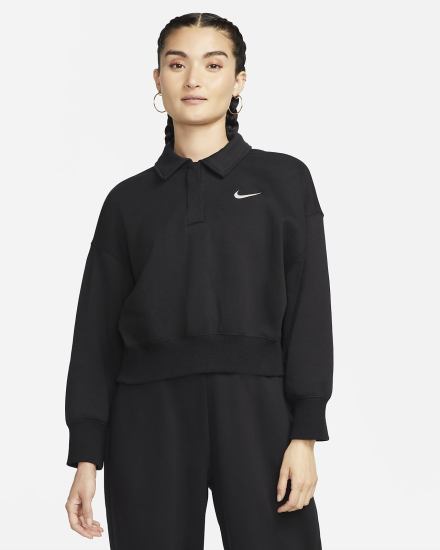 Nike Sportswear Phoenix Fleece 3/4-Sleeve Crop Ženske Dukserice Crne | HR-50791LEPX