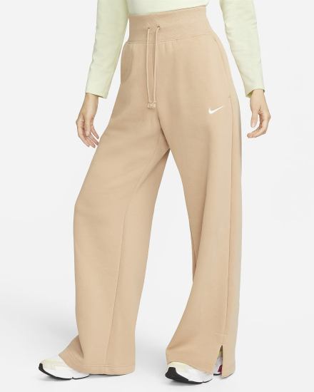 Nike Sportswear Phoenix Fleece High-Waisted Wide-Leg Ženske Trenirke Bež | HR-02874IEZA