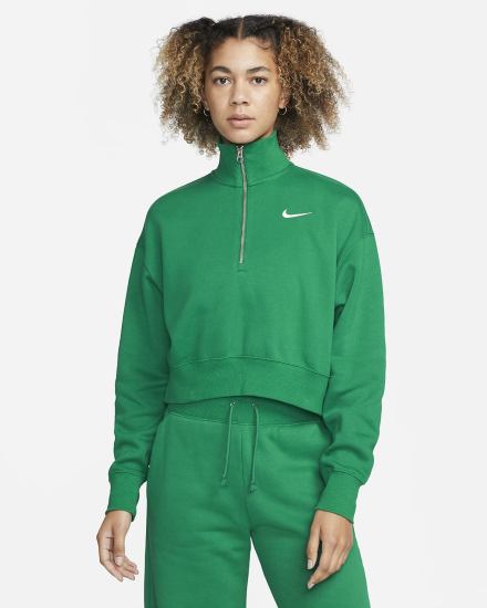 Nike Sportswear Phoenix Fleece Oversized 1/2-Zip Crop Ženske Dukserice Zelene | HR-31249TRAW