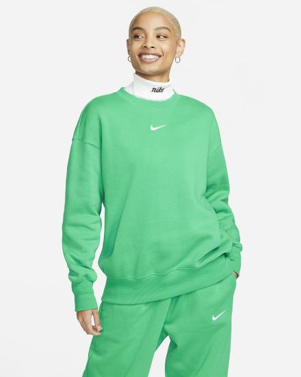 Nike Sportswear Phoenix Fleece Oversized Crew-Neck Ženske Dukserice Zelene Bijele | HR-56874LGEJ