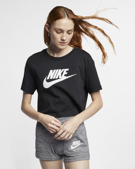 Nike Sportswear (Plus Size) Ženske Majice Crne Bijele | HR-75130QKCO