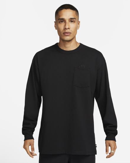 Nike Sportswear Premium Essentials Long-Sleeve Pocket Muške Majice Crne | HR-10567YSBM