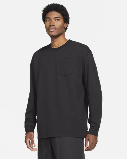 Nike Sportswear Premium Essentials Long-Sleeve Pocket Muške Majice Crne | HR-21074DWFR