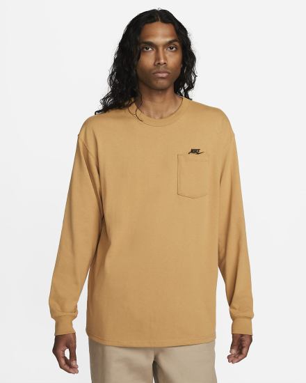 Nike Sportswear Premium Essentials Long-Sleeve Pocket Muške Majice Zlatne | HR-21987NERY