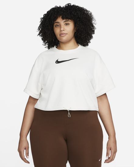 Nike Sportswear Swoosh Short Sleeve Crop Top (Plus Size) Ženske Majice Crne | HR-42905KGRP