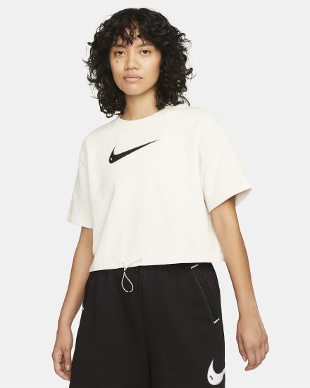 Nike Sportswear Swoosh Short Sleeve Crop Top (Plus Size) Ženske Majice Crne | HR-43571SHYF