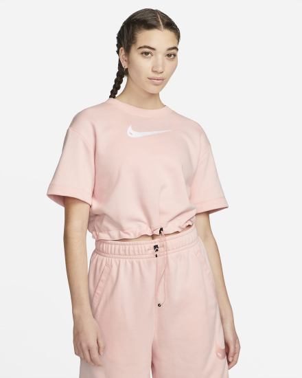 Nike Sportswear Swoosh Short Sleeve Crop Top (Plus Size) Ženske Majice Narančaste Bijele | HR-87410MPKC