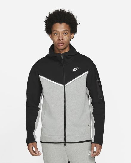 Nike Sportswear Tech Fleece Full-Zip Muške Majica S Kapuljačom Crne Tamno Sive Bijele | HR-16584HRAW