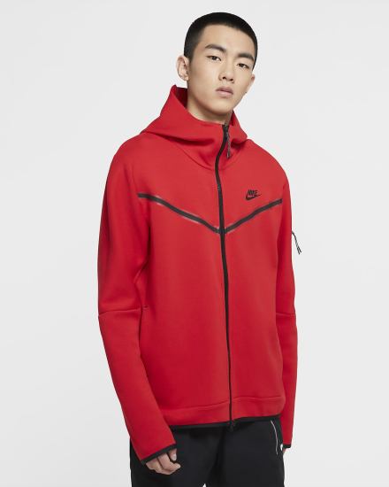 Nike Sportswear Tech Fleece Full-Zip Muške Majica S Kapuljačom Crvene Crne | HR-83467DWCH